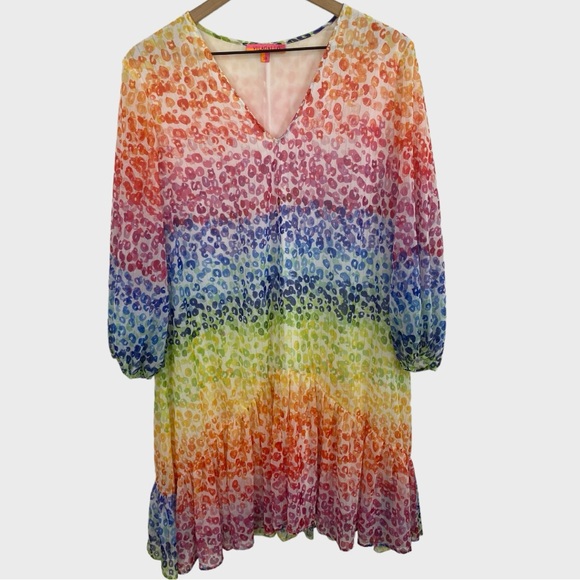 Vilagallo Multicolor Rainbow Animal Print Swing Dress Size 50 US XL - Picture 7 of 7